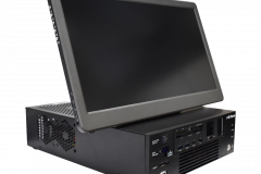 SiForce Cell Station - ITX Small Form Factor,  Front Angle with Monitor